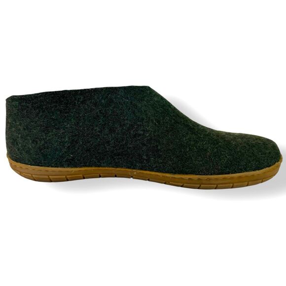 Glerups Wool Slip On Shoes Slippers Loafers Forest Green Honey Rubber 46 / 12 - Picture 5 of 12